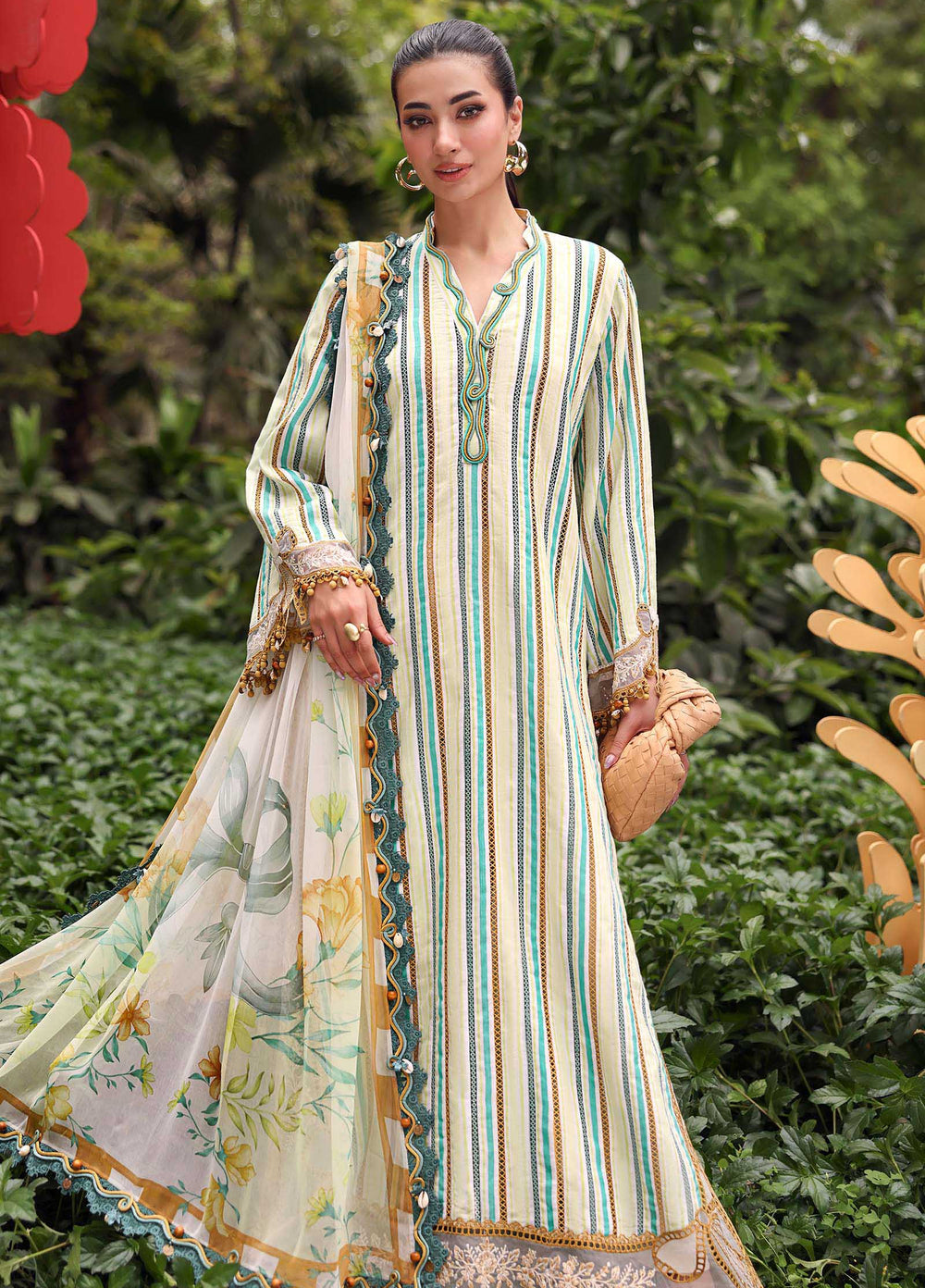 M Prints by Maria B Unstitched Printed Dobby Jacquard 3 Piece Suit MB26UME 2B - Eid Collection