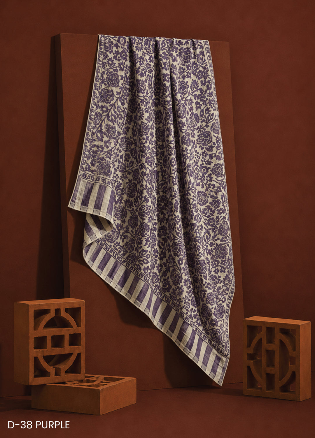 Sanaulla Exclusive Range RTW Printed Woven Shawl D-38 PURPLE - Winter Collection