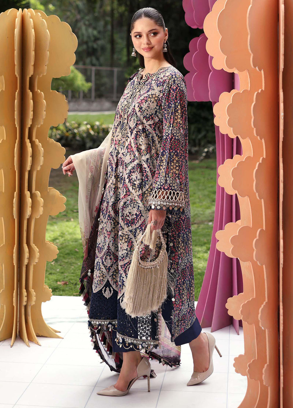 M Prints by Maria B Unstitched Embroidered Lawn 3 Piece Suit MB26UME 3B - Eid Collection