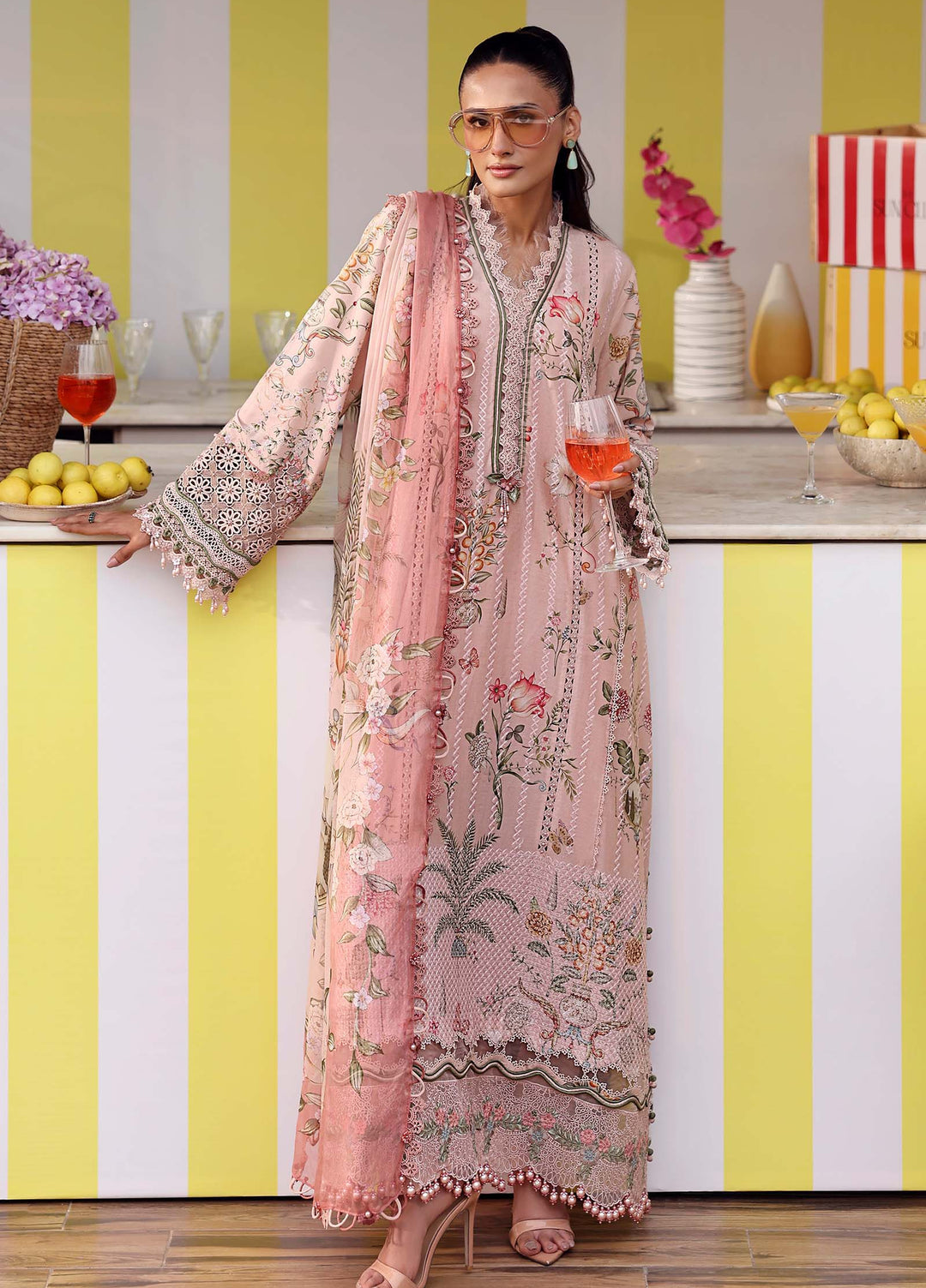 M Prints by Maria B Unstitched Embroidered Lawn 3 Piece Suit MB26UME 4A - Eid Collection