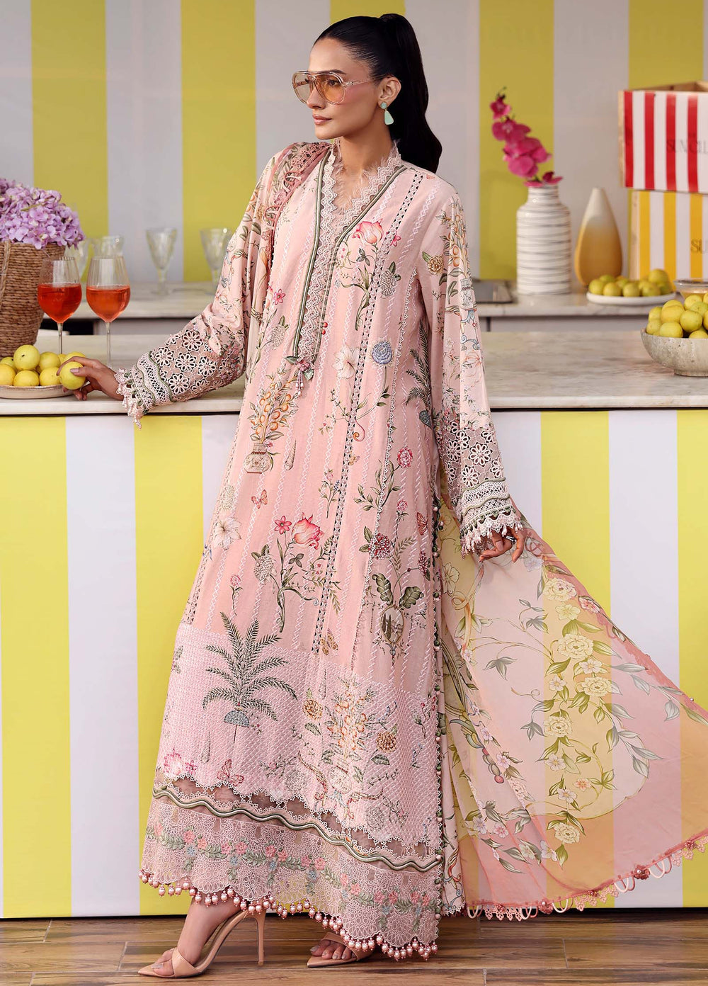M Prints by Maria B Unstitched Embroidered Lawn 3 Piece Suit MB26UME 4A - Eid Collection