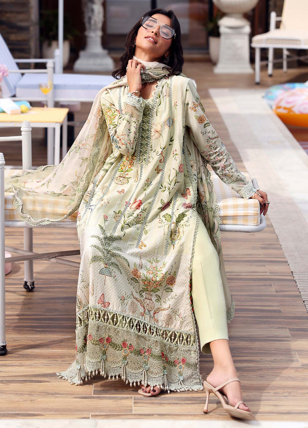 M Prints by Maria B Unstitched Embroidered Lawn 3 Piece Suit MB26UME 4B - Eid Collection