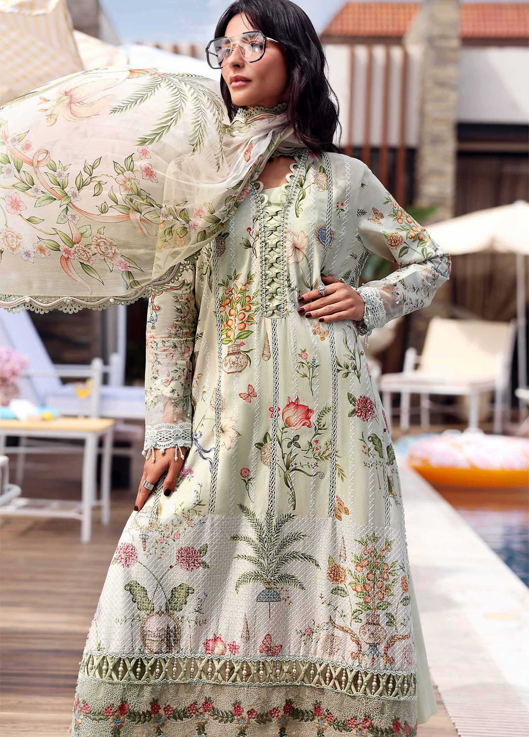 M Prints by Maria B Unstitched Embroidered Lawn 3 Piece Suit MB26UME 4B - Eid Collection