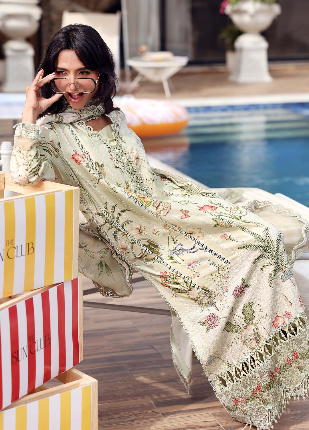 M Prints by Maria B Unstitched Embroidered Lawn 3 Piece Suit MB26UME 4B - Eid Collection