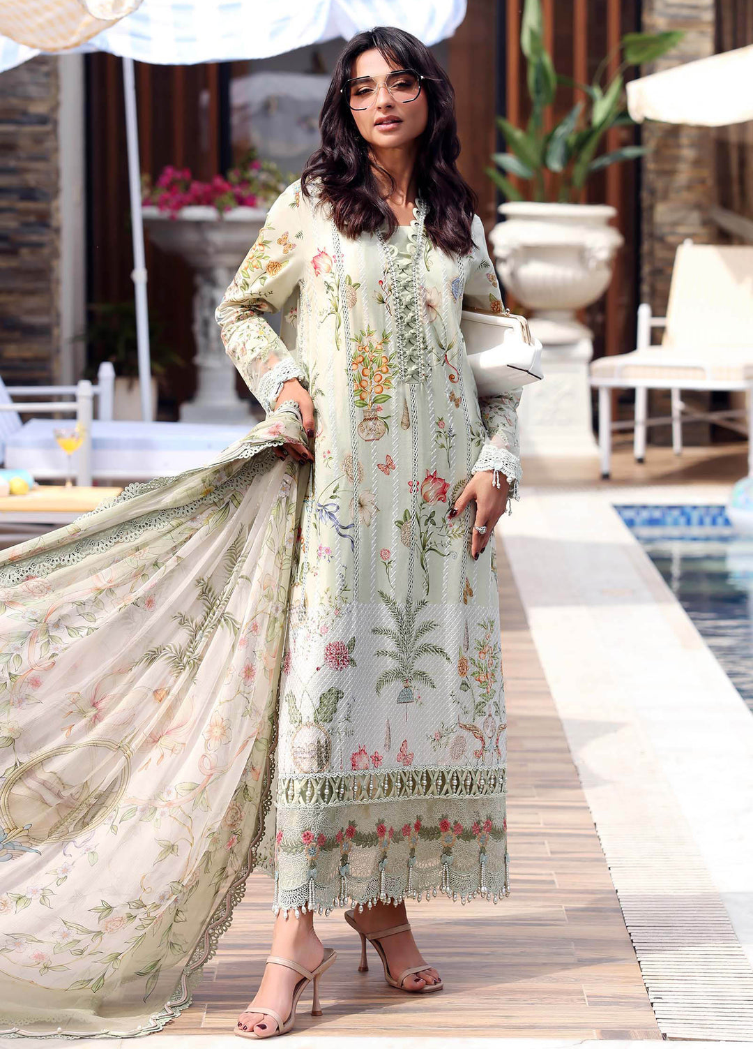 M Prints by Maria B Unstitched Embroidered Lawn 3 Piece Suit MB26UME 4B - Eid Collection