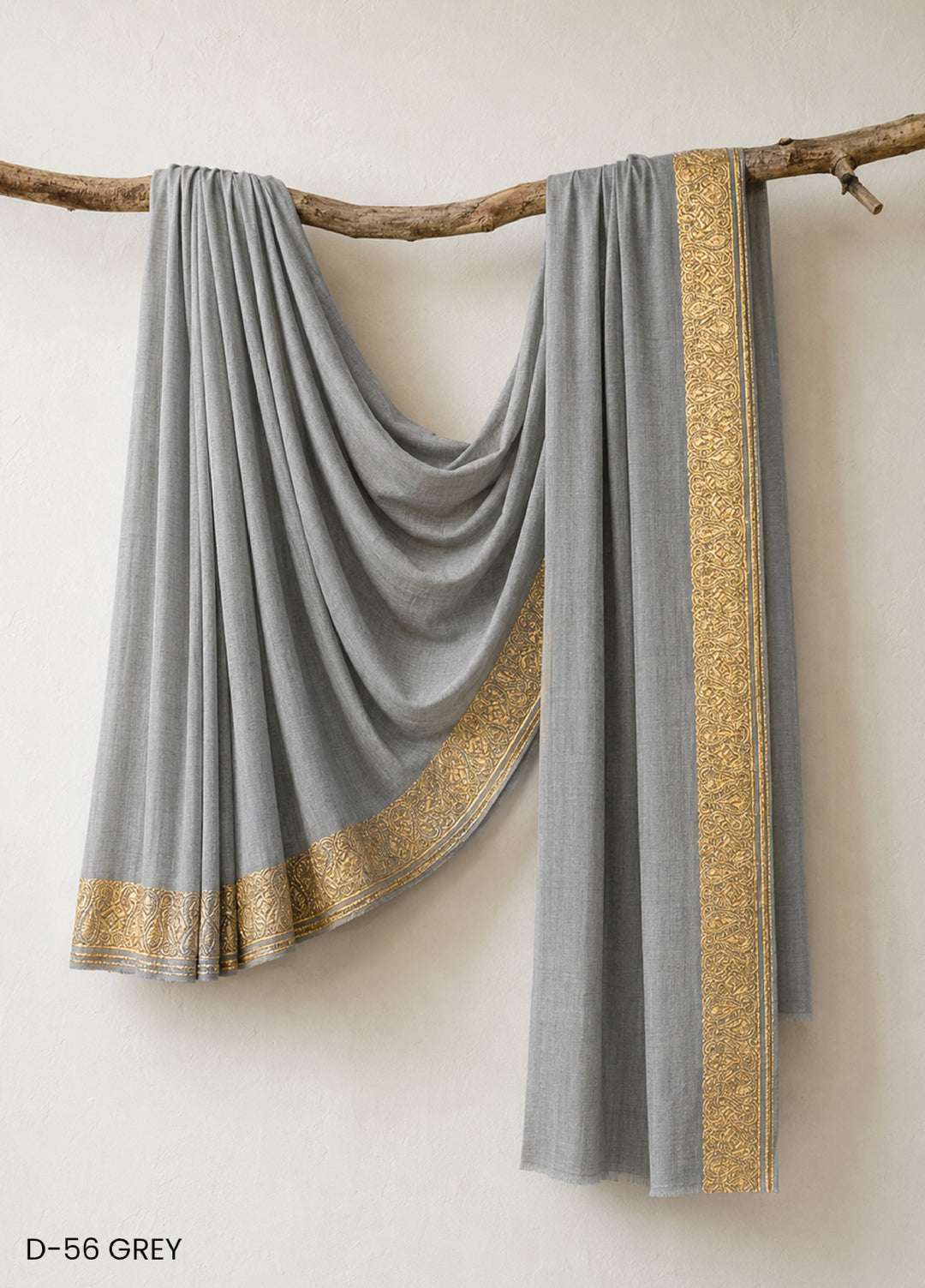 Sanaulla Exclusive Range RTW Embroidered Woven Shawl D-56 GREY - Winter Collection