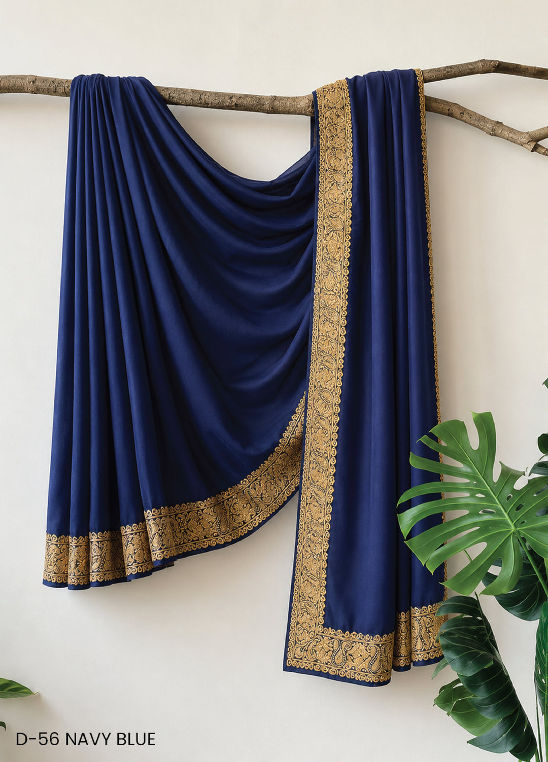 Sanaulla Exclusive Range RTW Embroidered Woven Shawl D-56 NAVY BLUE - Winter Collection