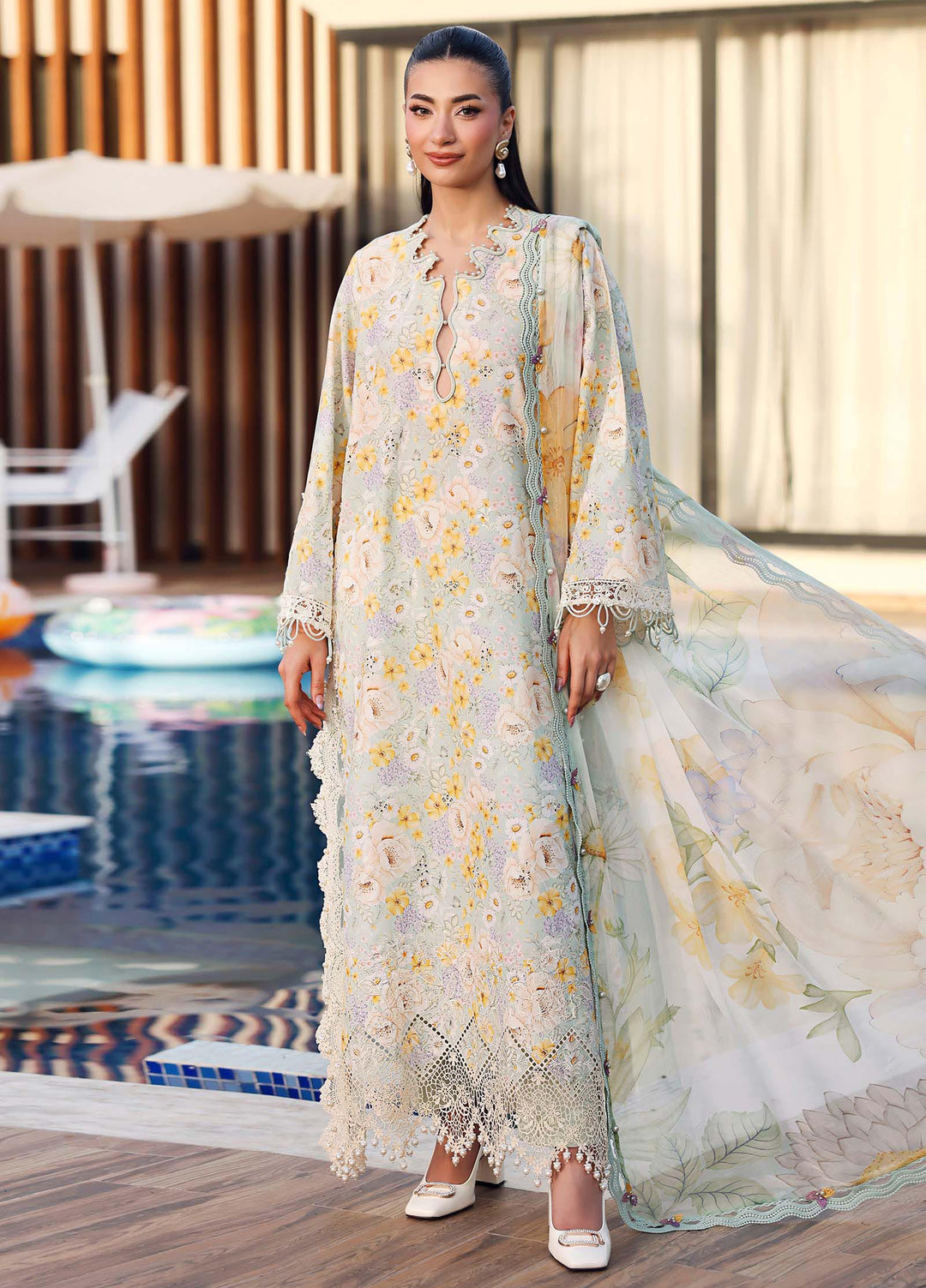 M Prints by Maria B Unstitched Embroidered Lawn 3 Piece Suit MB26UME 7A - Eid Collection