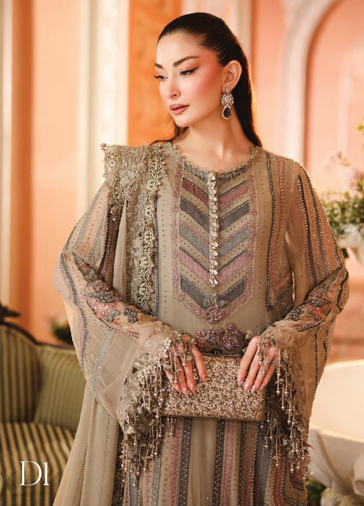 Maria B Unstitched Embroidered Chiffon 3 Piece Suit MB26UCF D1 - Festive Collection