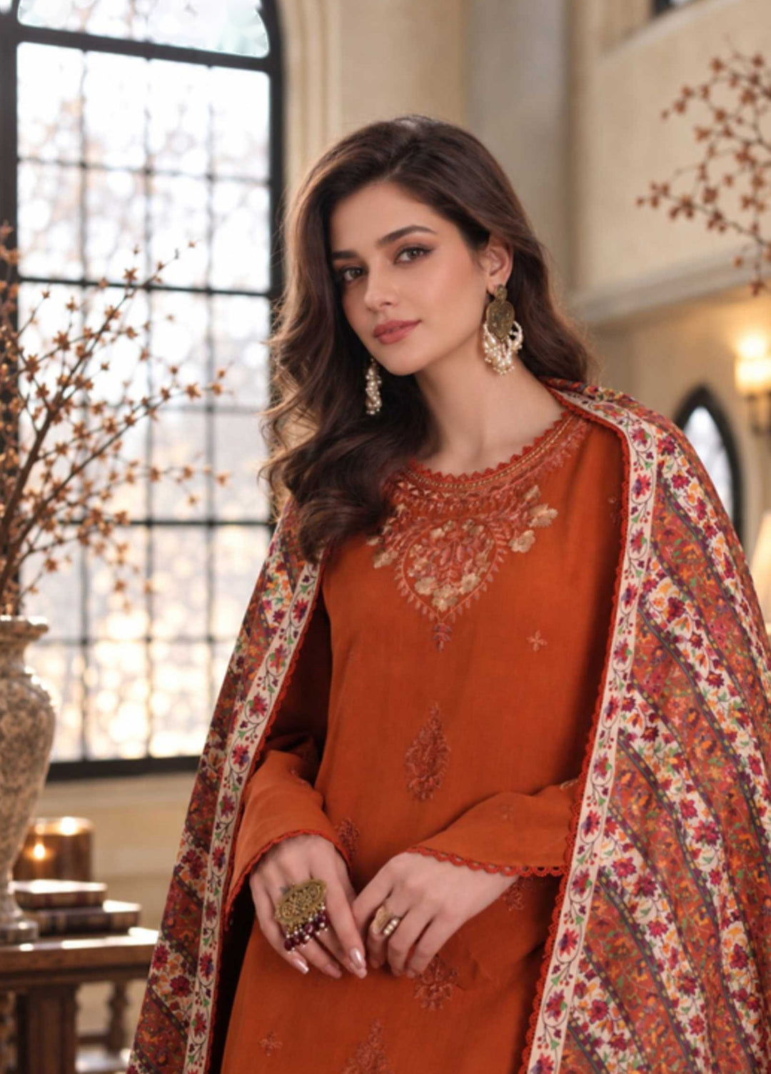 Noor by Saadia Asad Unstitched Embroidered Linen 3 Piece Suit SA26UNL D10 B - Winter Collection