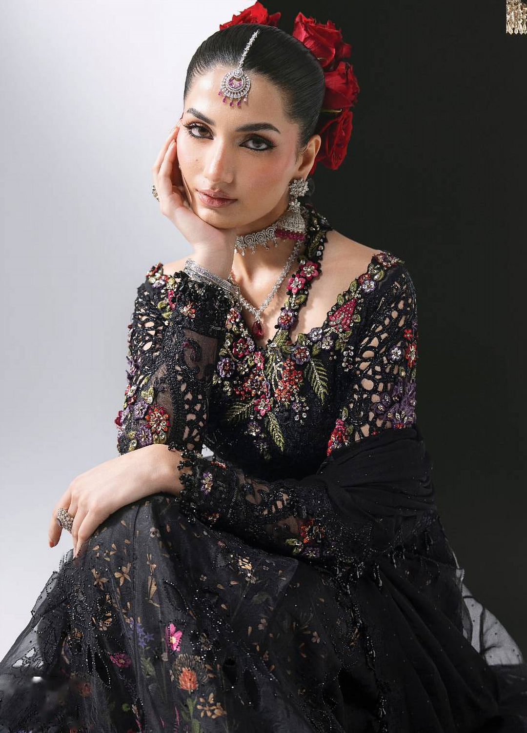 Mbroidered by Maria B Unstitched Embroidered Organza 3 Piece Suit MB26UMW D1 - Wedding Collection
