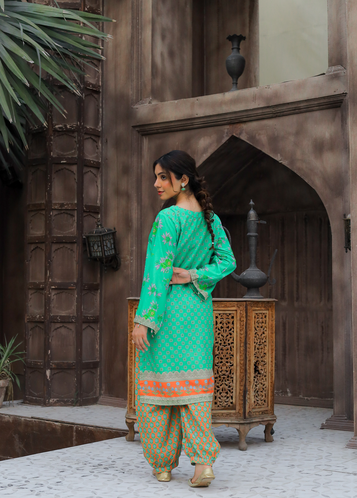 Daily Luxe by Style Up Women RTW Printed Poly Lawn 2 Piece Suit Blossom Charm - Casual Collection