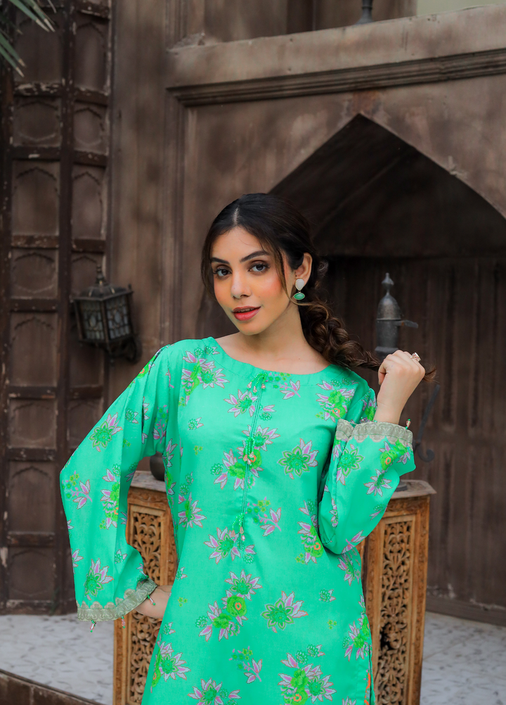 Daily Luxe by Style Up Women RTW Printed Poly Lawn 2 Piece Suit Blossom Charm - Casual Collection