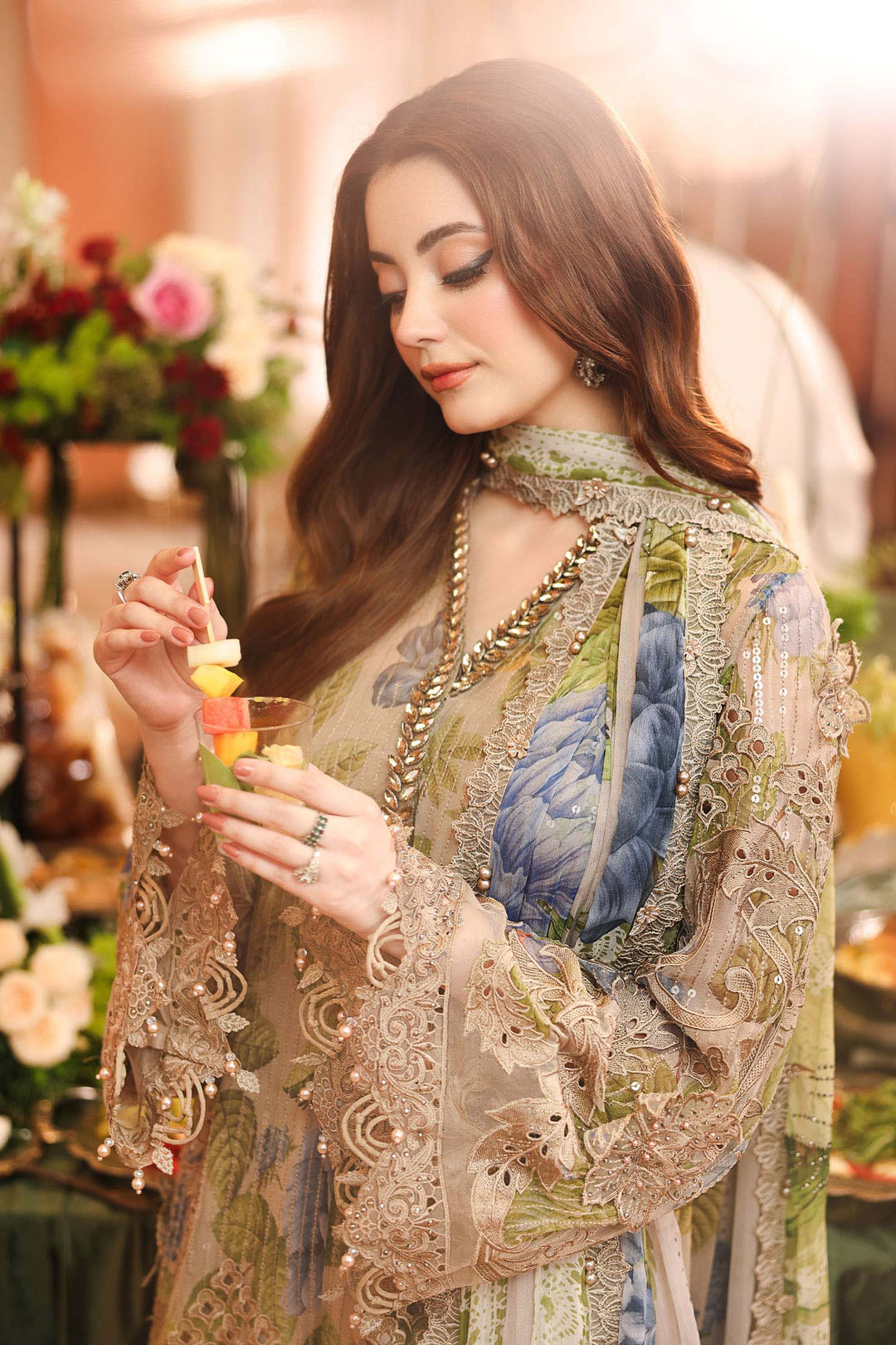 Maria B Unstitched Embroidered Chiffon 3 Piece Suit MB26UCF D3 - Festive Collection