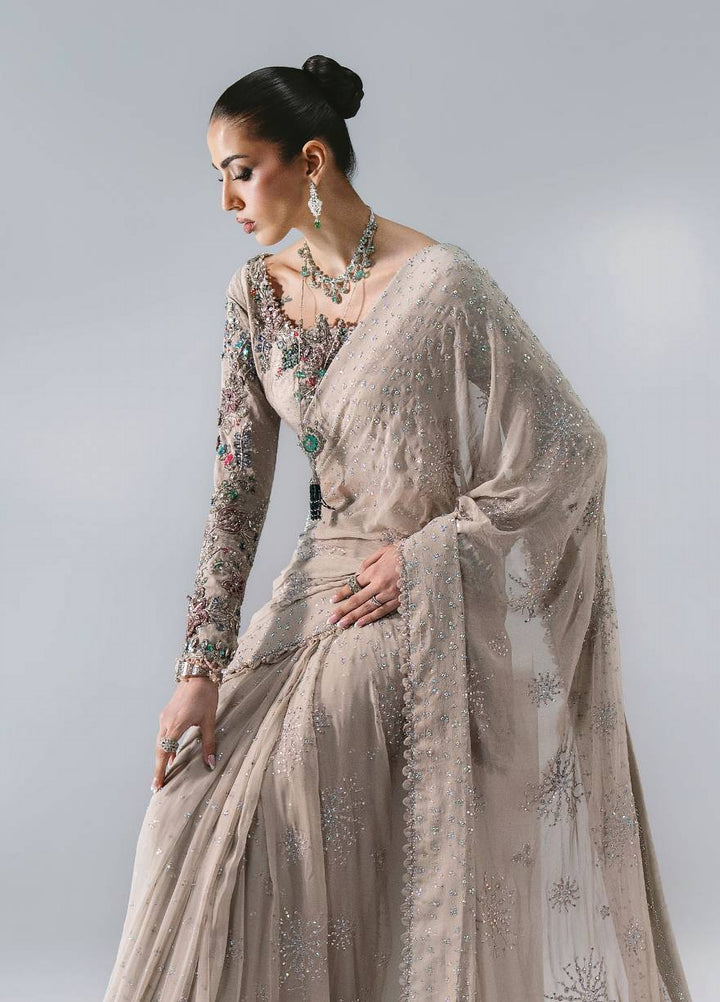 Mbroidered by Maria B Unstitched Embroidered Raw Silk Saree Suit MB26UMW D3 - Wedding Collection