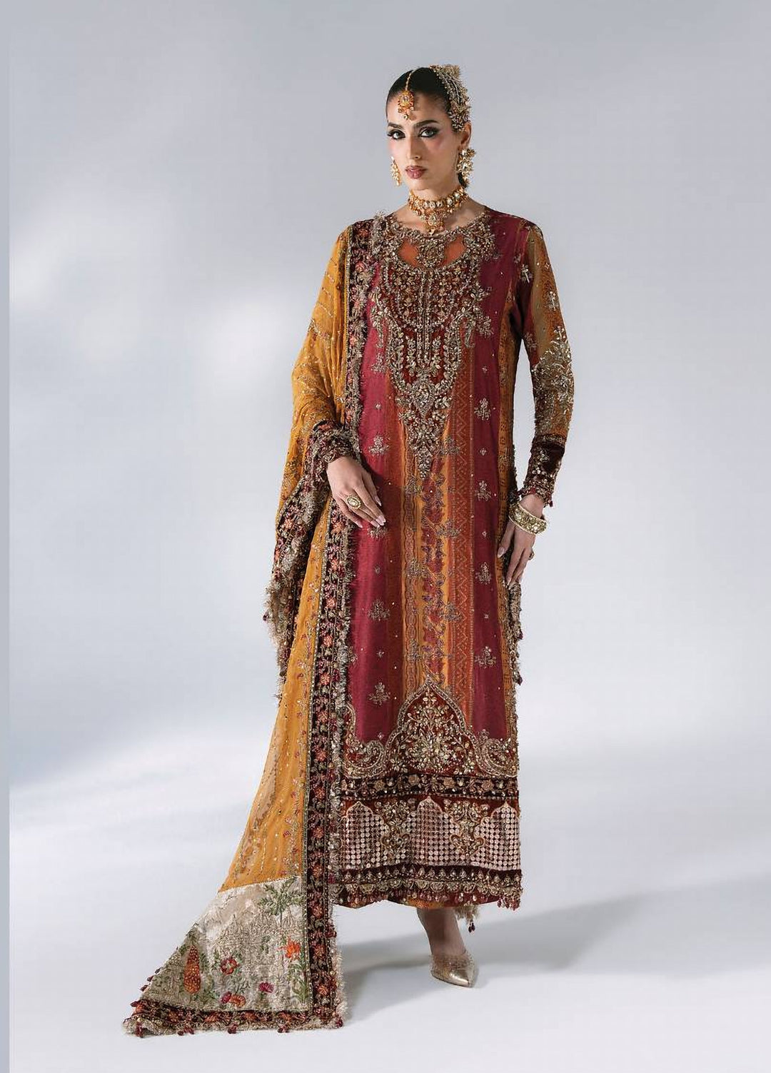 Mbroidered by Maria B Unstitched Embroidered Raw Silk 3 Piece Suit MB26UMW D4 - Wedding Collection