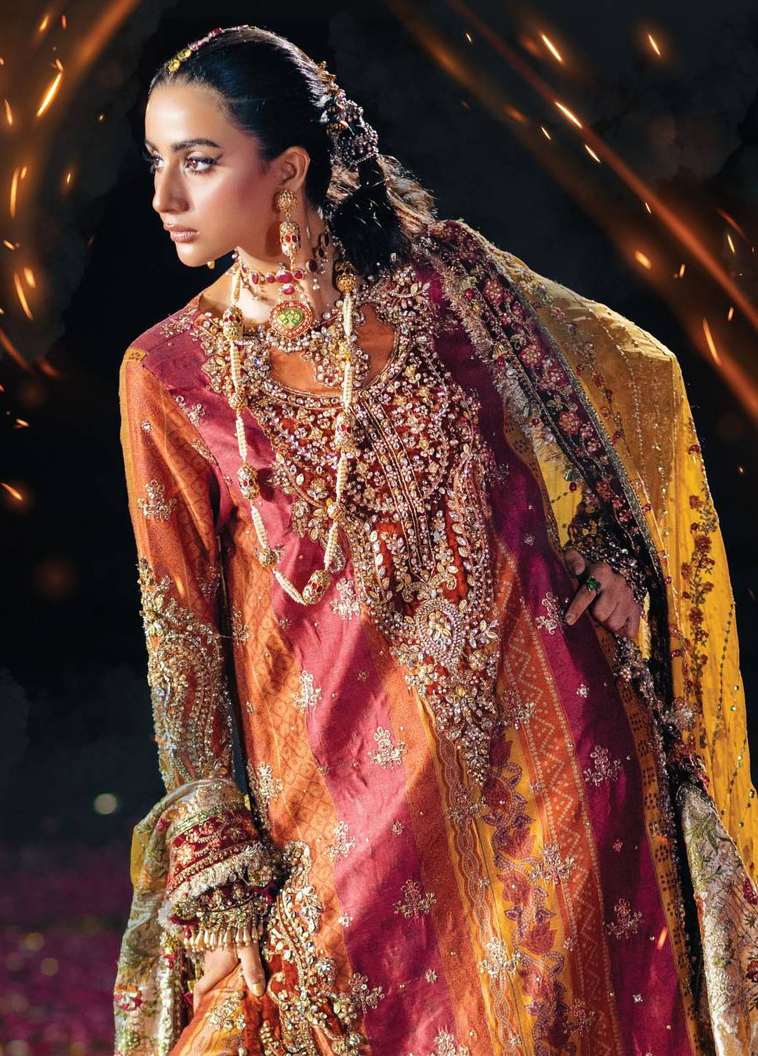 Mbroidered by Maria B Unstitched Embroidered Raw Silk 3 Piece Suit MB26UMW D4 - Wedding Collection
