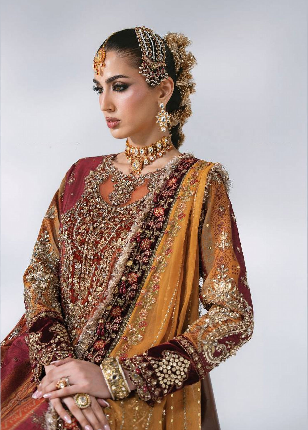 Mbroidered by Maria B Unstitched Embroidered Raw Silk 3 Piece Suit MB26UMW D4 - Wedding Collection