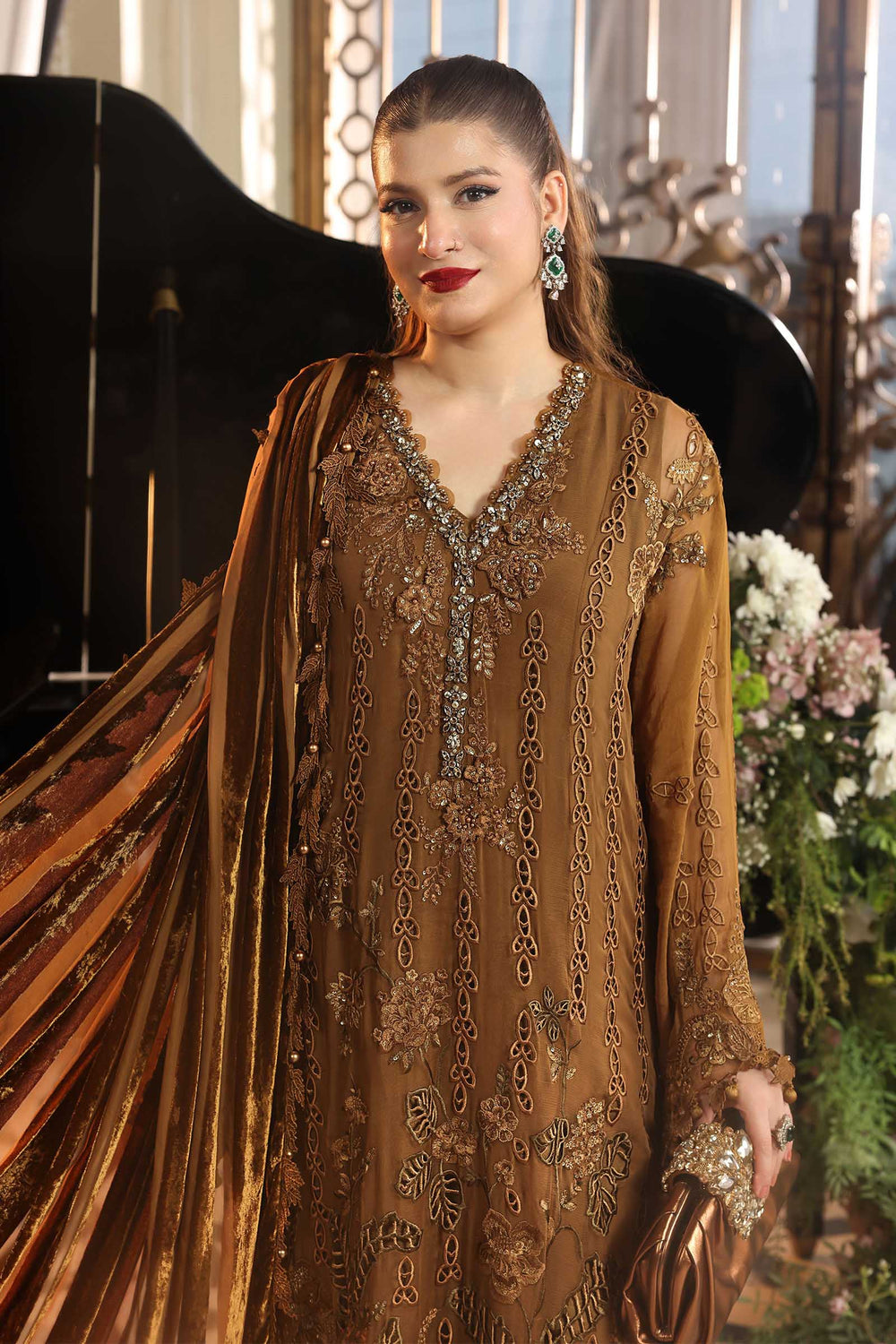 Maria B Unstitched Embroidered Chiffon 3 Piece Suit MB26UCF D5 - Festive Collection