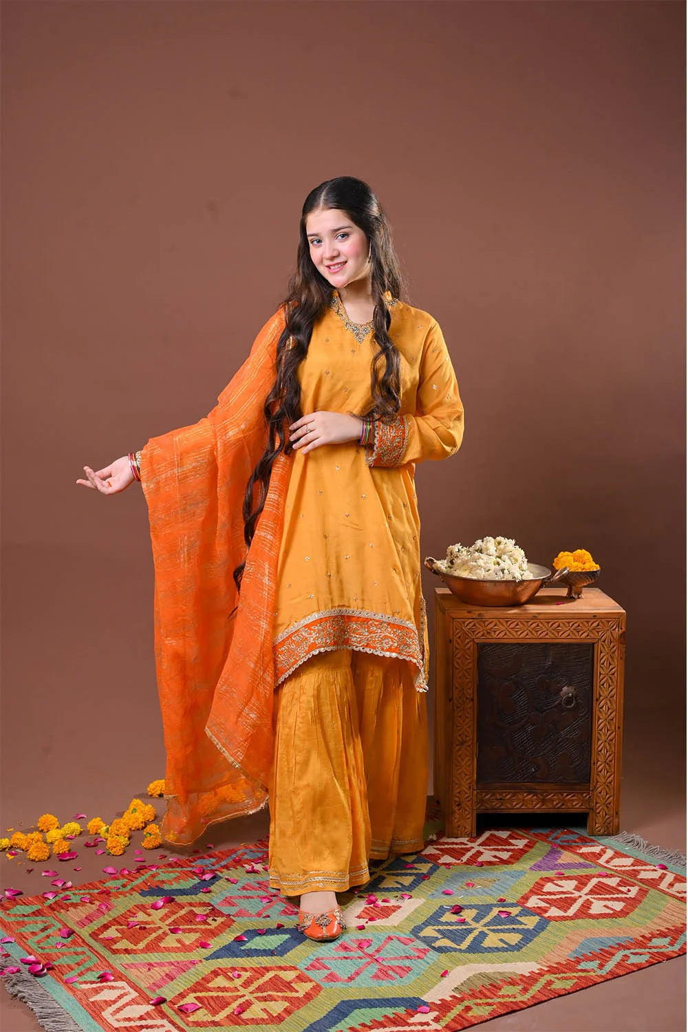 Senorita Girls Solids Chiffon Silk 3 Piece Suit GDD-03153 - Casual Collection