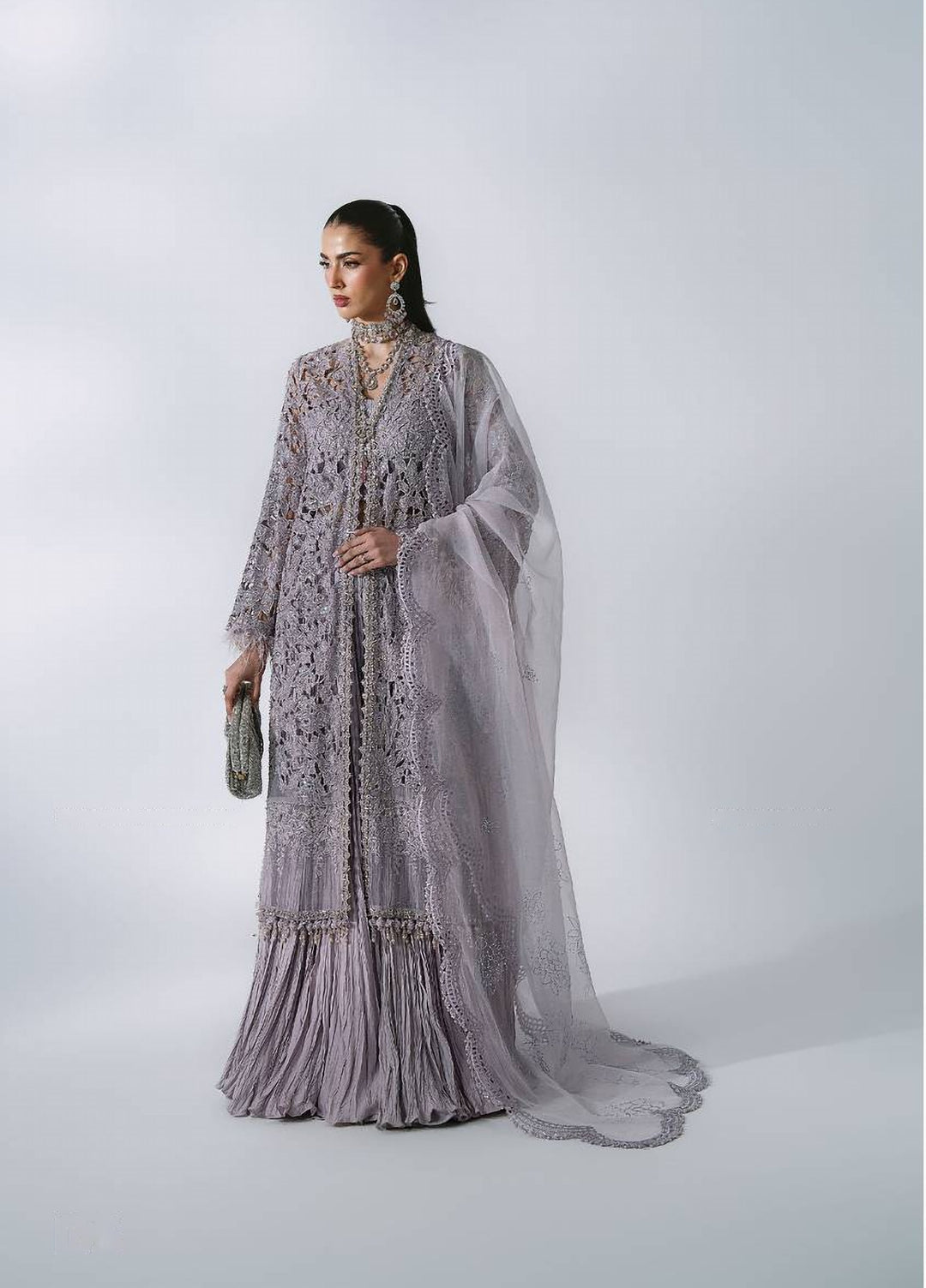 Mbroidered by Maria B Unstitched Embroidered Organza 3 Piece Suit MB26UMW D5 - Wedding Collection