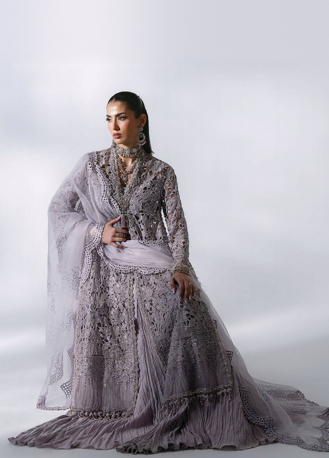 Mbroidered by Maria B Unstitched Embroidered Organza 3 Piece Suit MB26UMW D5 - Wedding Collection