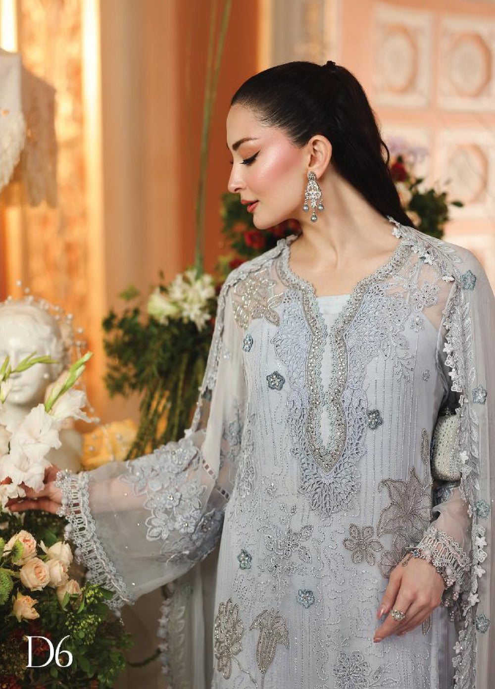 Maria B Unstitched Embroidered Chiffon 3 Piece Suit MB26UCF D6 - Festive Collection
