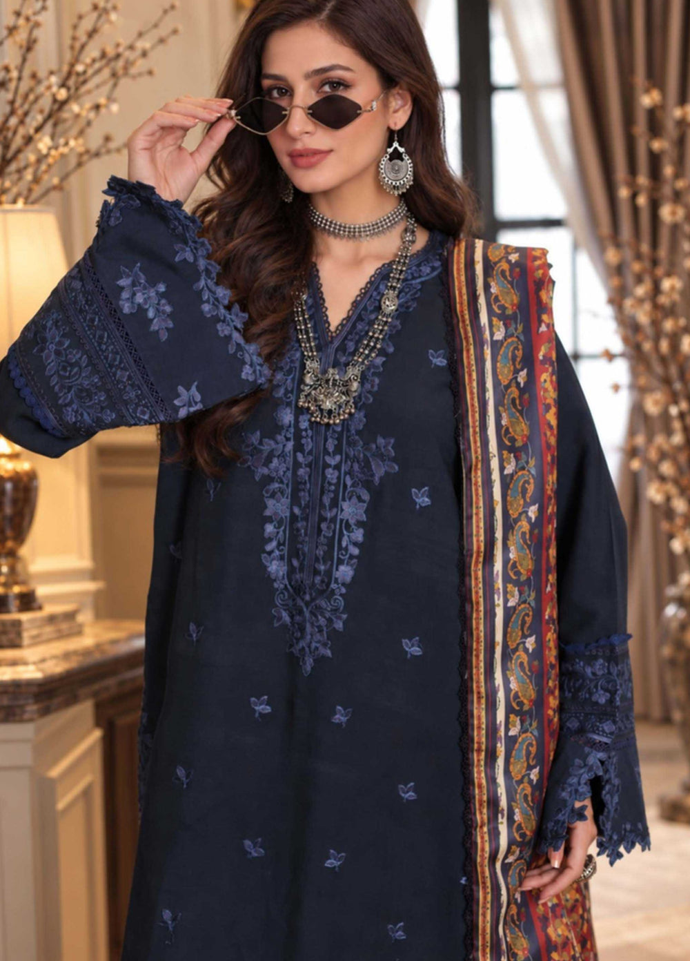 Noor by Saadia Asad Unstitched Embroidered Linen 3 Piece Suit SA26UNL D7 A - Winter Collection