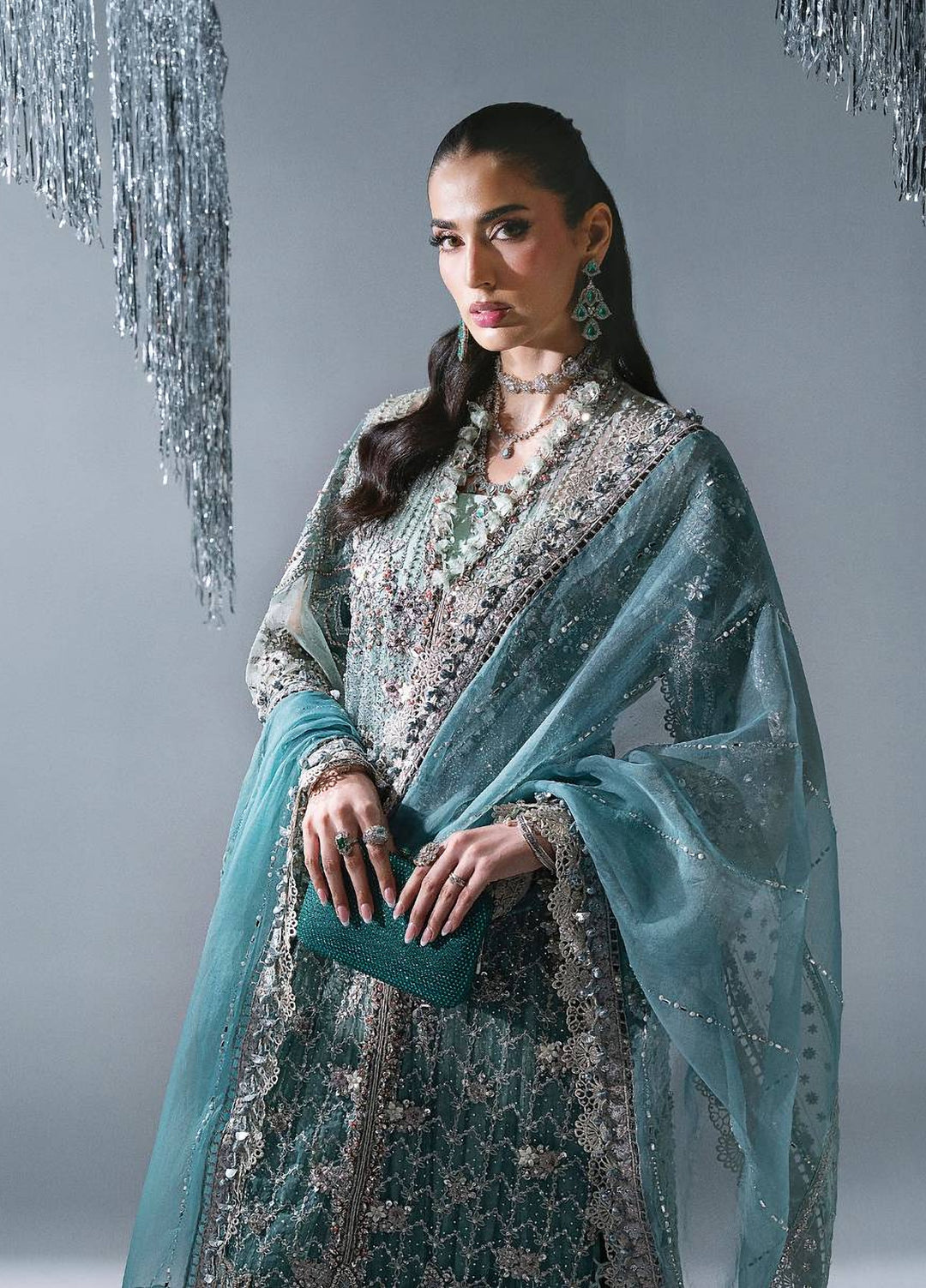 Mbroidered by Maria B Unstitched Embroidered Organza 3 Piece Suit MB26UMW D7 - Wedding Collection