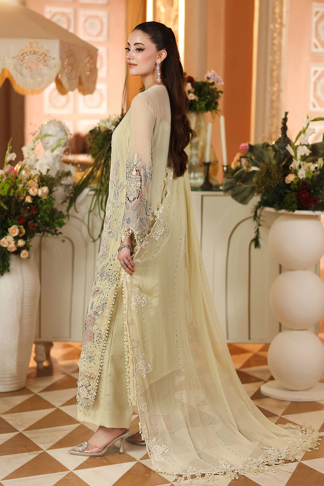 Maria B Unstitched Embroidered Chiffon 3 Piece Suit MB26UCF D8 - Festive Collection