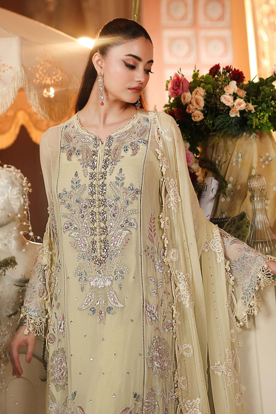 Maria B Unstitched Embroidered Chiffon 3 Piece Suit MB26UCF D8 - Festive Collection