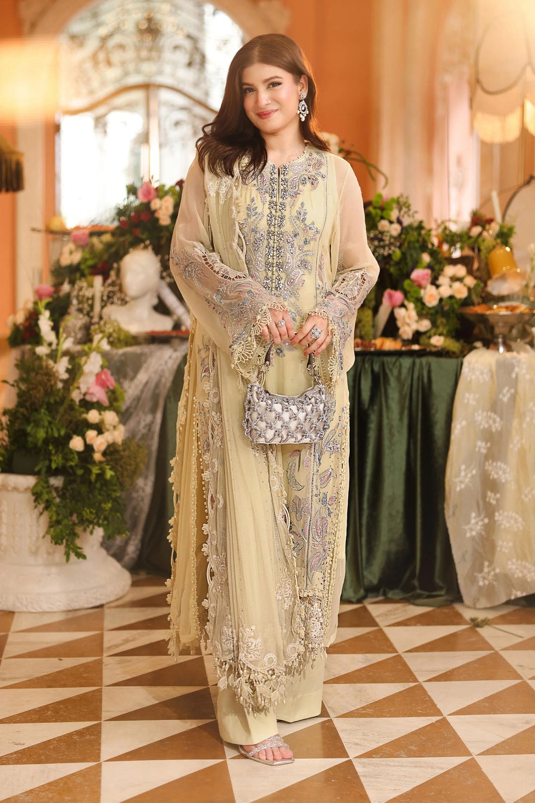 Maria B Unstitched Embroidered Chiffon 3 Piece Suit MB26UCF D8 - Festive Collection