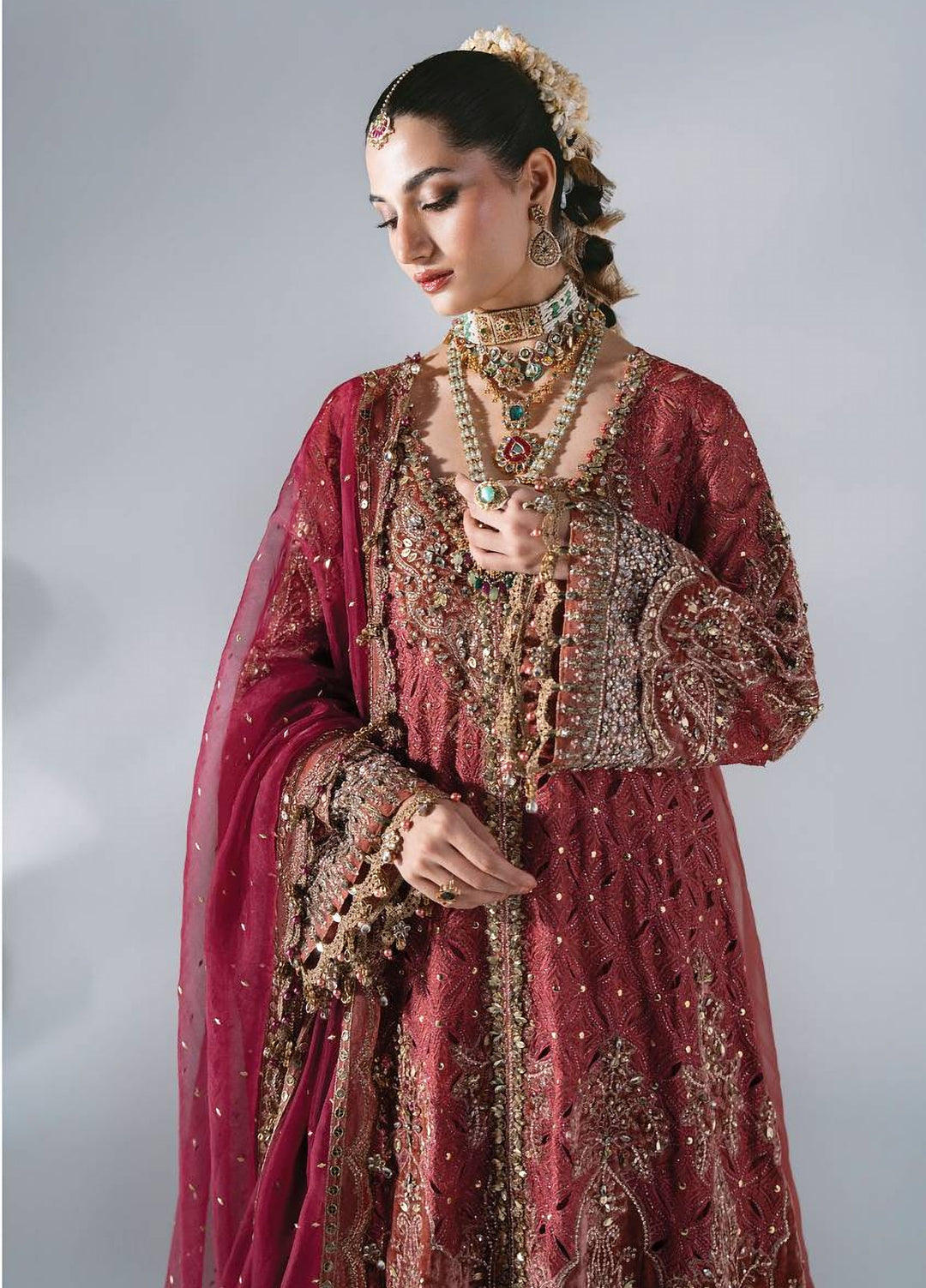 Mbroidered by Maria B Unstitched Embroidered Organza 3 Piece Suit MB26UMW D8 - Wedding Collection