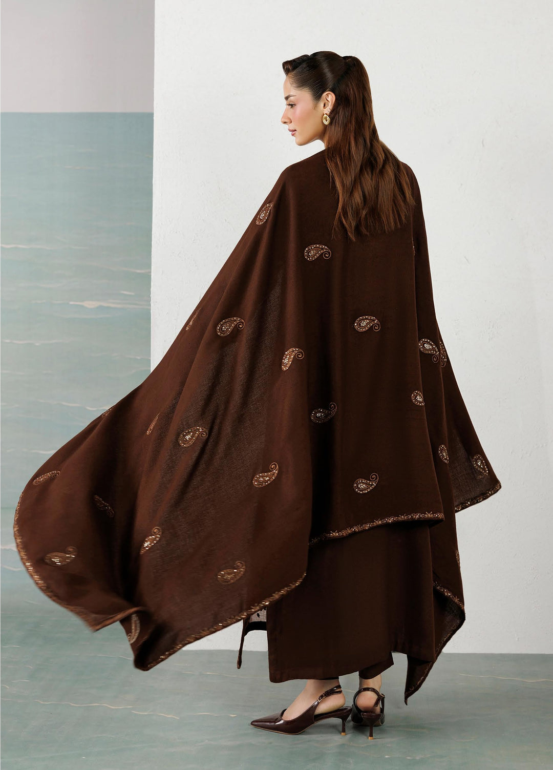 Miras by Daria Unstitched Embroidered Leather Peach 3 Piece Suit DN26UML DA-130 - Fextive Collection