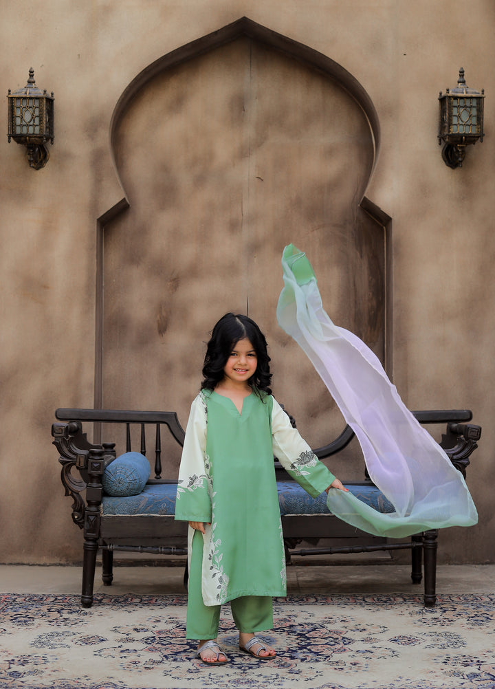 Everyday Edit by Style Up Girls RTW Printed Poly Lawn 3 Piece Suit Pastel Mint - Casual Collection