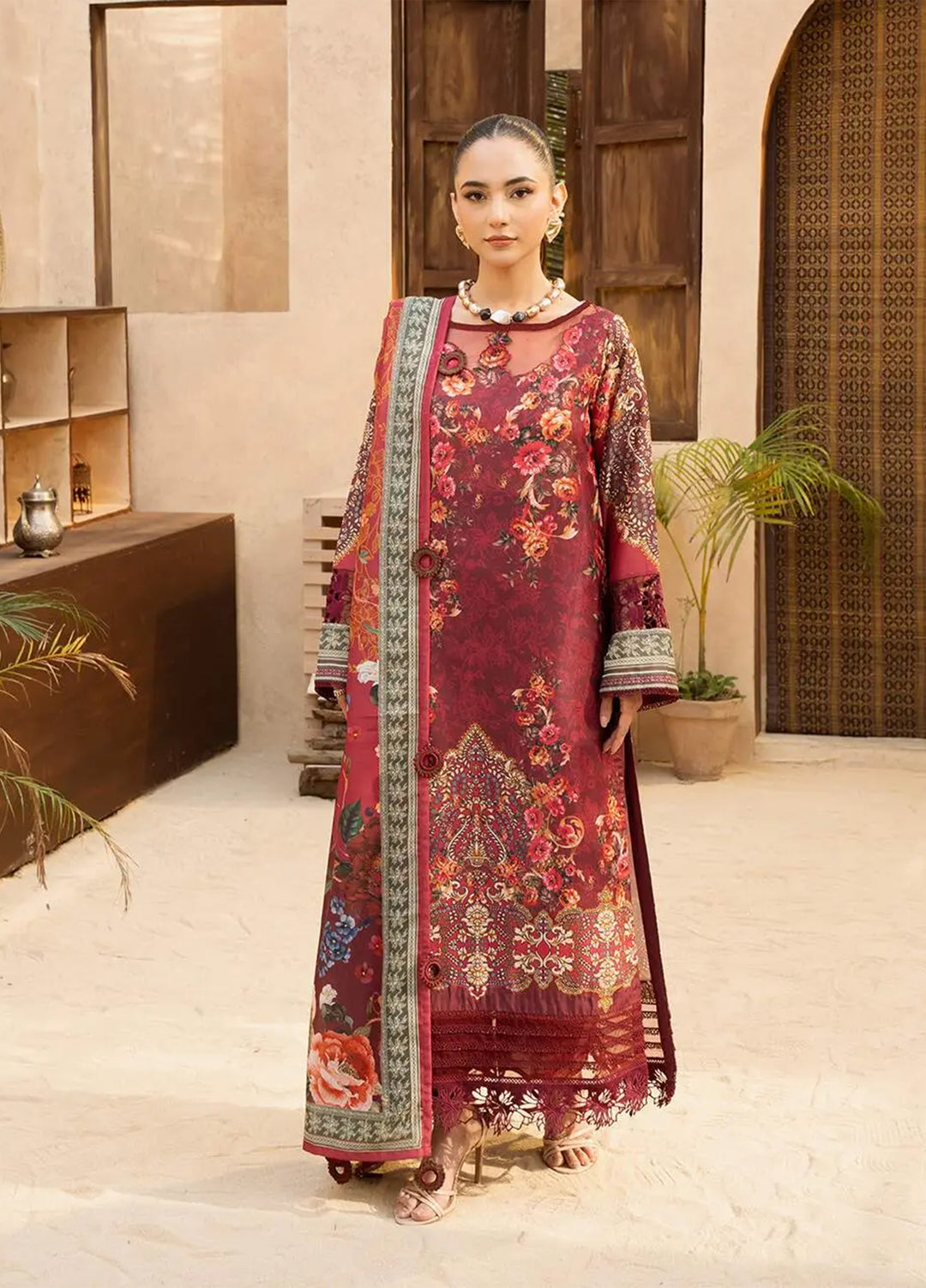 Dastaan by Menaal Unstitched Printed Lawn 3 Piece Suit ML26ULS DP-01B - Festive Collection