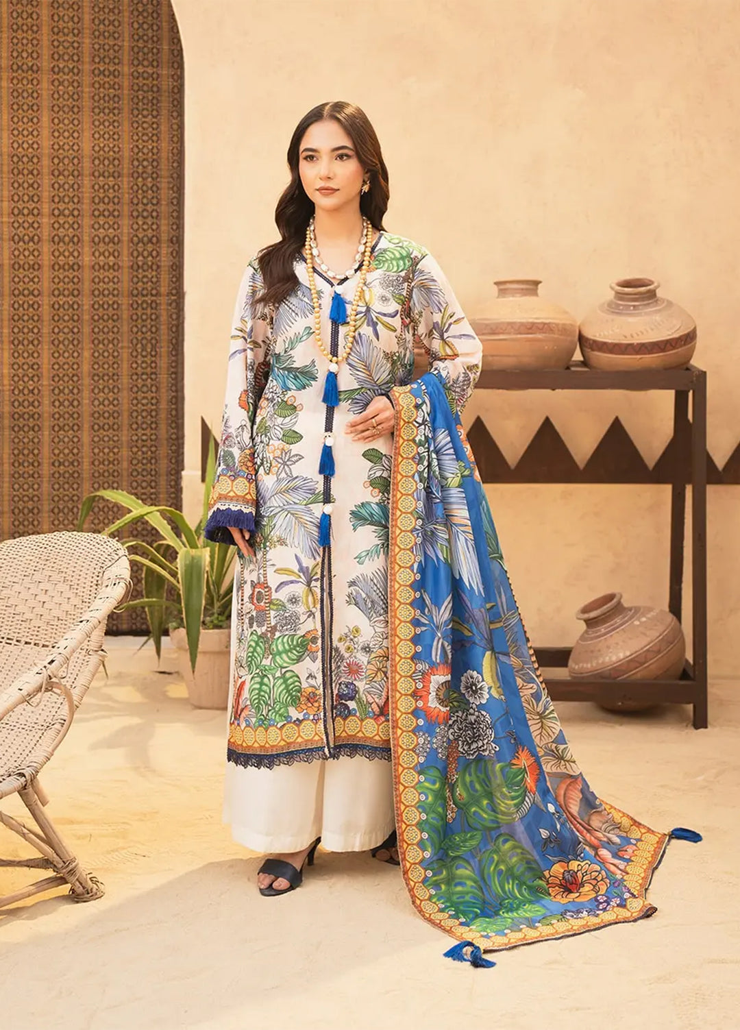 Dastaan by Menaal Unstitched Printed Lawn 3 Piece Suit ML26ULS DP-02A - Festive Collection