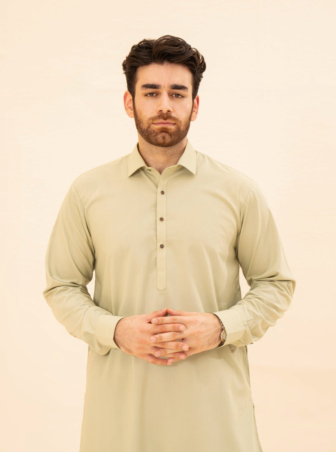 Muraqsh Ready To Wear Solids Cotton Men Mint French Collar Kameez Shalwar MURFCKS - Summer Collection