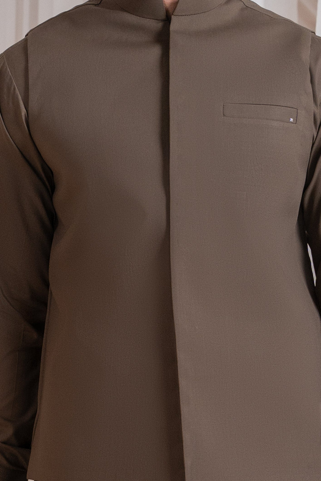 Muraqsh Ready To Wear Solids Cotton Men Light Brown Luxury Blended Waistcoat Straigth Cut MURBLBW - Summer Collection