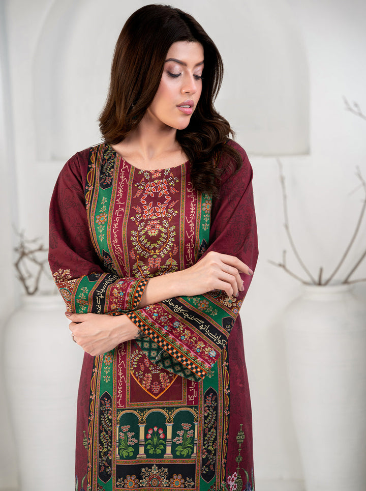 TNG Women Luxury Pret Printed Cambric 3 Piece Suit Gulposh Maroon - Casual Collection