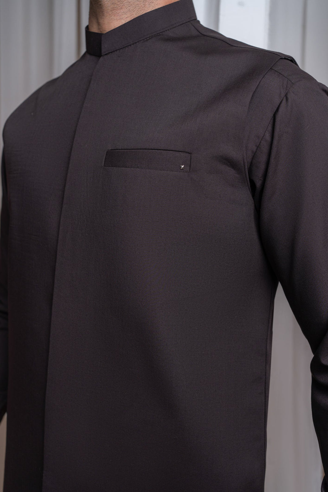 Muraqsh Ready To Wear Solids Cotton Men Dark Brown Kameez Shalwar with Blended Waistcoat Straight Cut MUR-DBKSW - Summer Collection