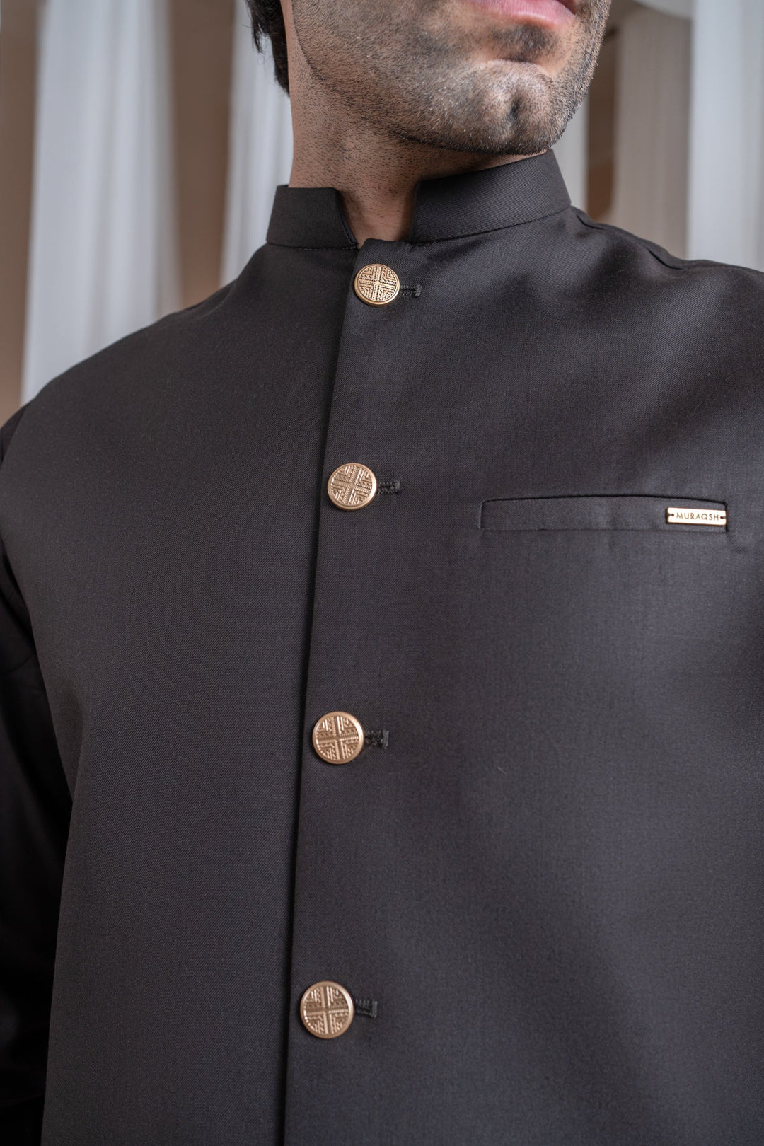 Muraqsh Ready To Wear Solids Cotton Men Dark Brown Suiting Waistcoat Straight Cut Buttoned MUR-DBSW - Summer Collection