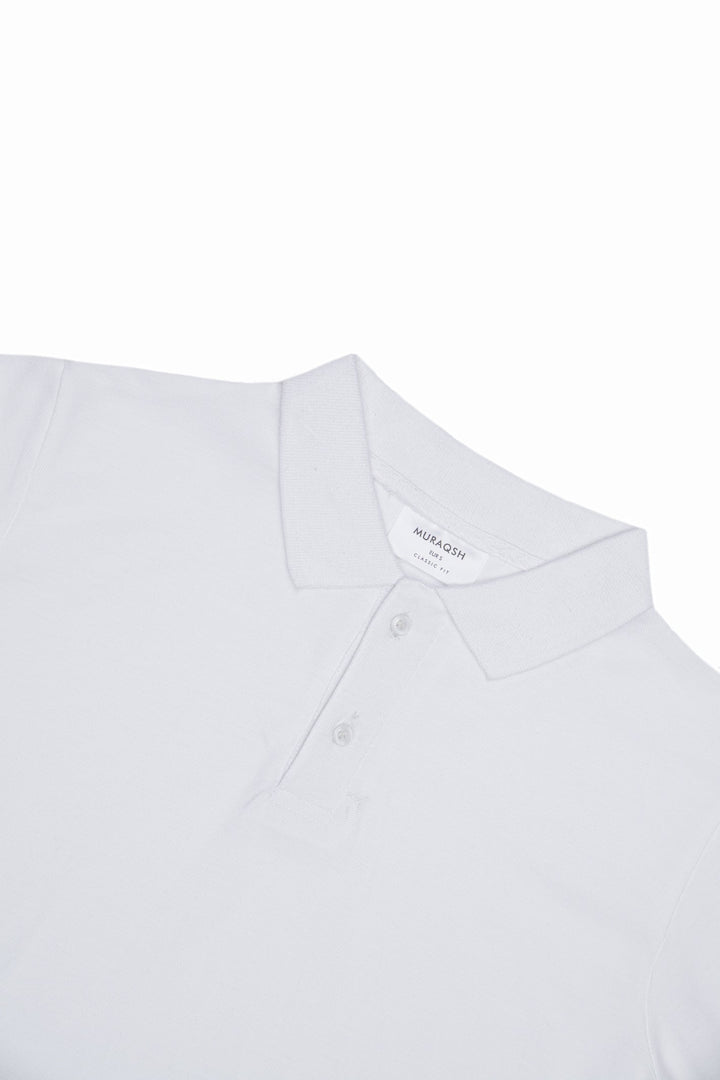 Muraqsh Ready To Wear Solids Cotton Men White Basic Polo ABD-WRP - Summer Collection