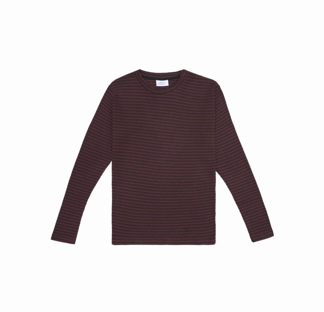 Muraqsh Ready To Wear Solids Cotton Men Waffle Burgundy Striped Sweat Shirt ABD-WBSSS - Summer Collection