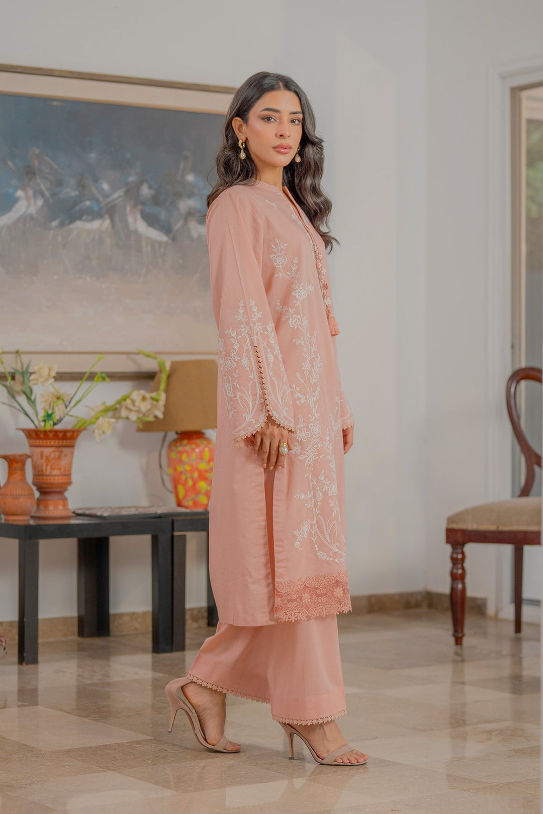 Sahar Women RTW Chikankari Embroidered Lawn 2 Piece Suit Blush Reverie - Festive Collection
