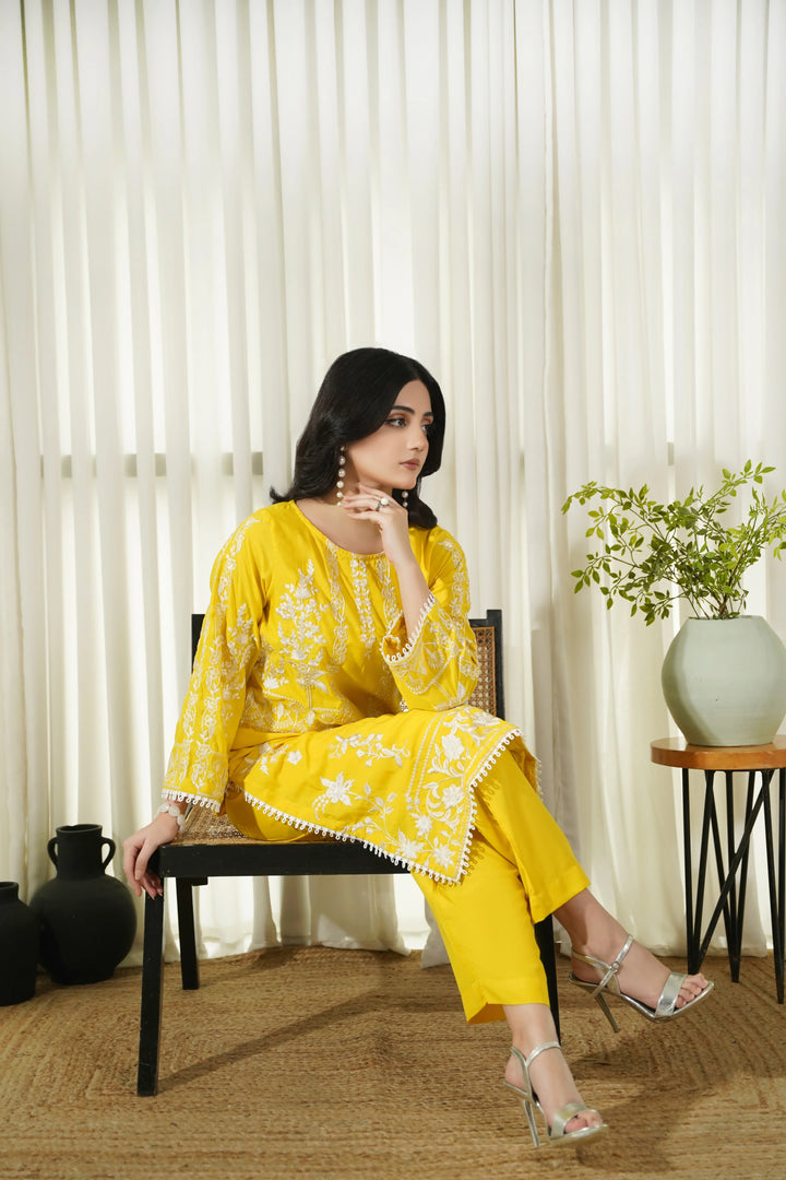 Dhaga Women Pret Embroidered 2 Piece poly cambric Honey Haze SS25DSE105 - Summer Collection