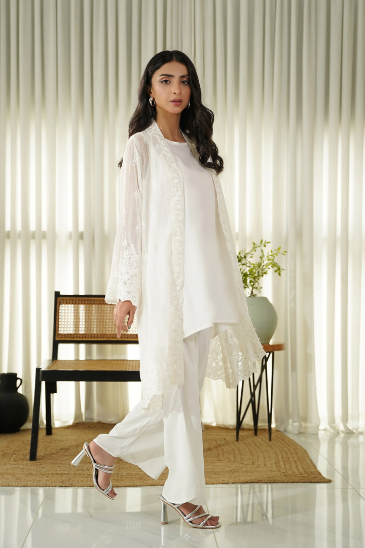 Dhaga Women Pret Embroidered 2 Piece Chiffon Coat Perla SS25DSE101 - Summer Collection