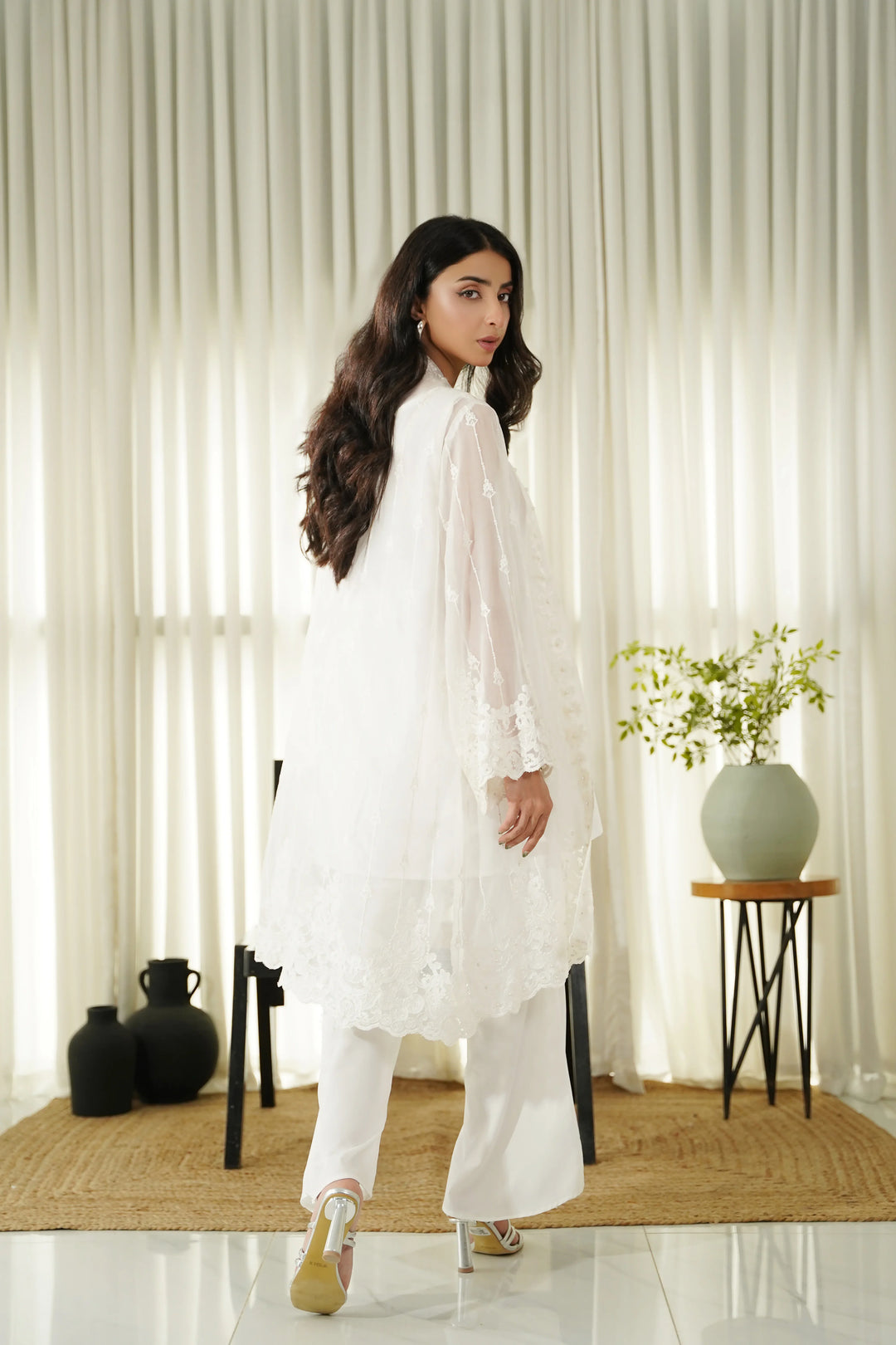 Dhaga Women Pret Embroidered 2 Piece Chiffon Coat Perla SS25DSE101 - Summer Collection