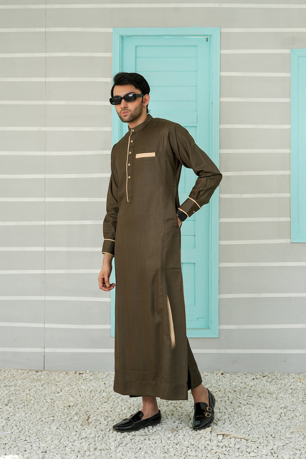 Royal Arabic Jubba by Edge Republic Mens RTW Solids Cotton Viscose 2 Piece Suit JB 013 Festive Collection