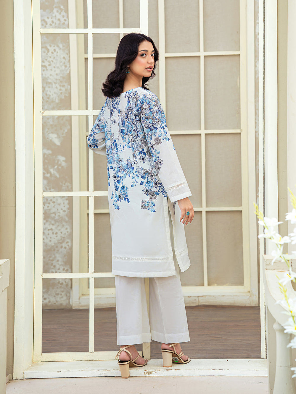 TNG Women Luxury Pret Printed Cambric 2 Piece Suit Zeest White - Casual Collection